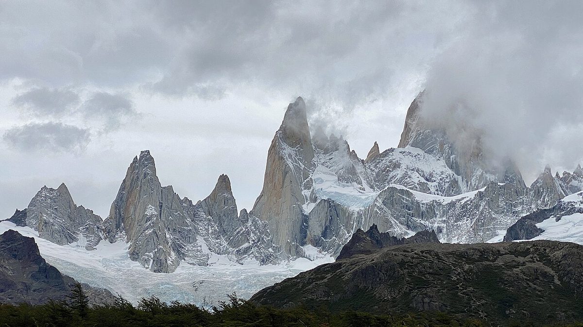 Mount Fitz Roy above the steppe in Santa Cruz province, Argentine Patagonia