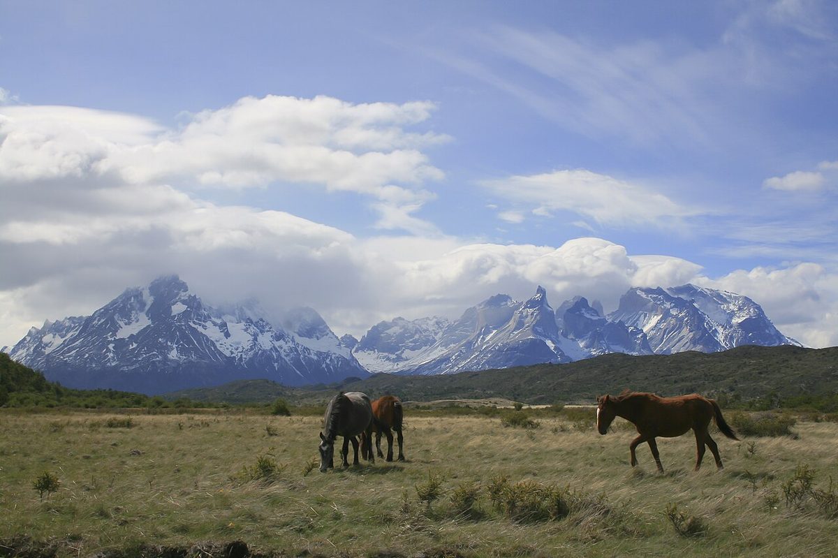 The granite towers of Torres del Paine in the Magallanes region of Chilean Patagonia