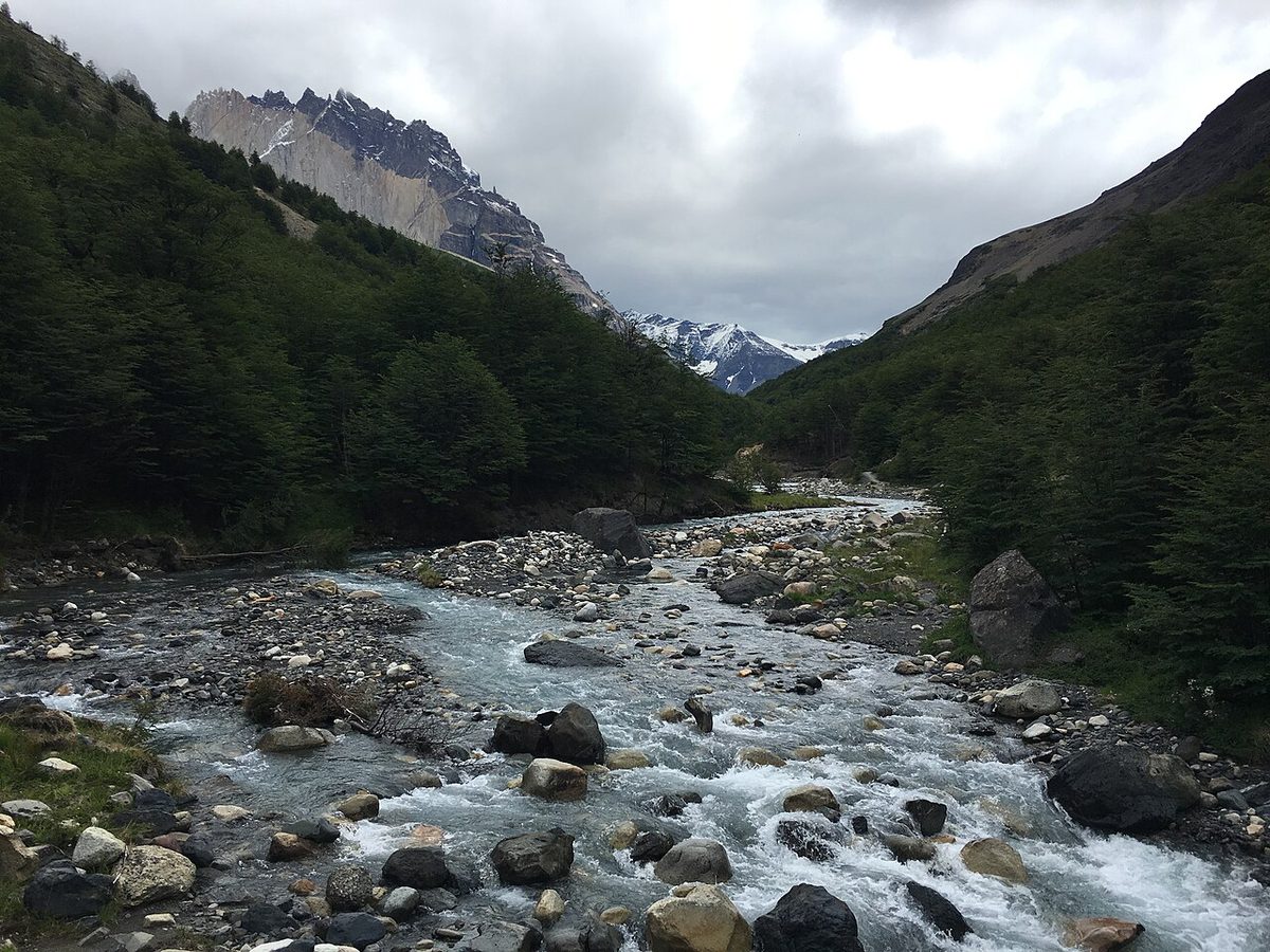 A campsite cooking shelter in Torres del Paine National Park used for preparing trekking meals
