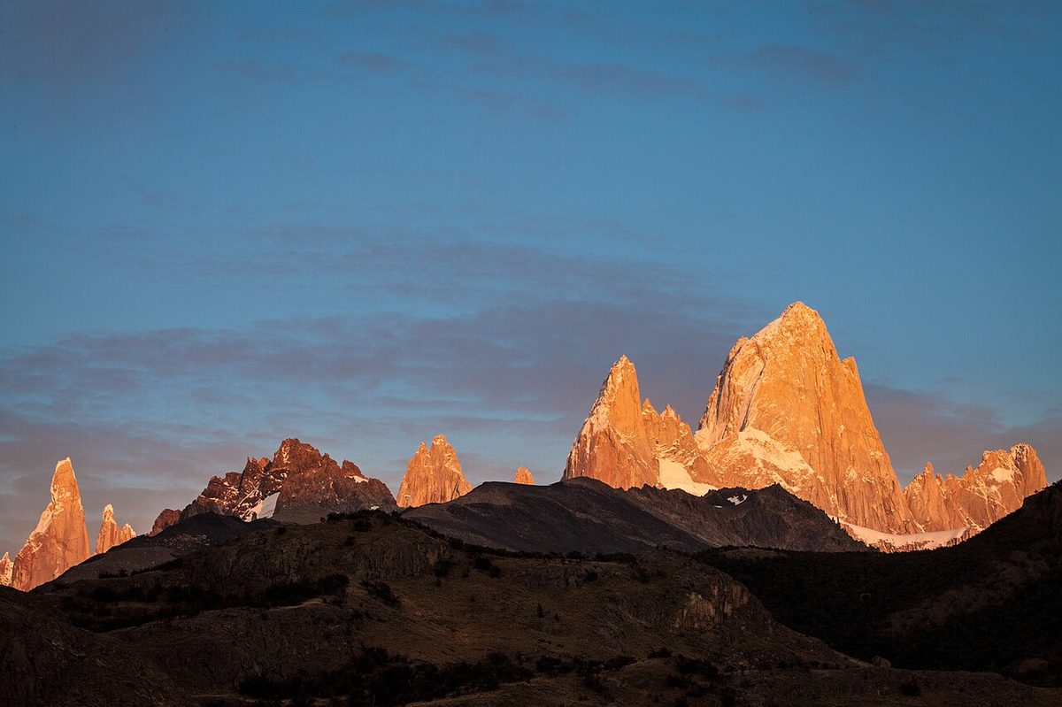 Arriving in El Chalten with Mount Fitz Roy rising above the town in Patagonia