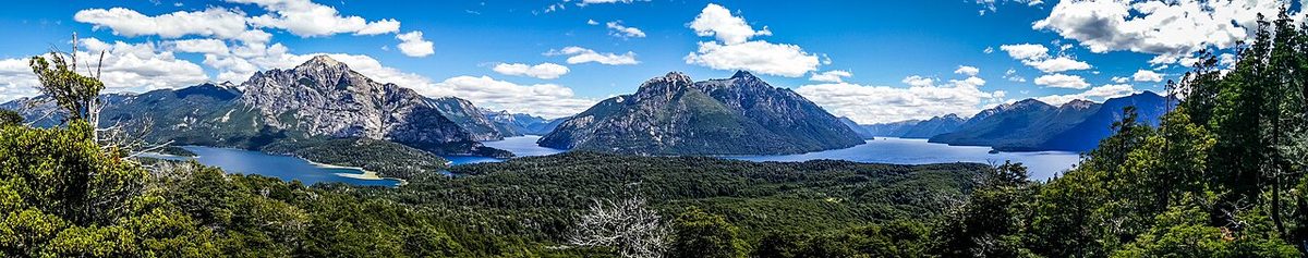 View of lakes and forested mountains from the Cerro Llao Llao viewpoint near Bariloche