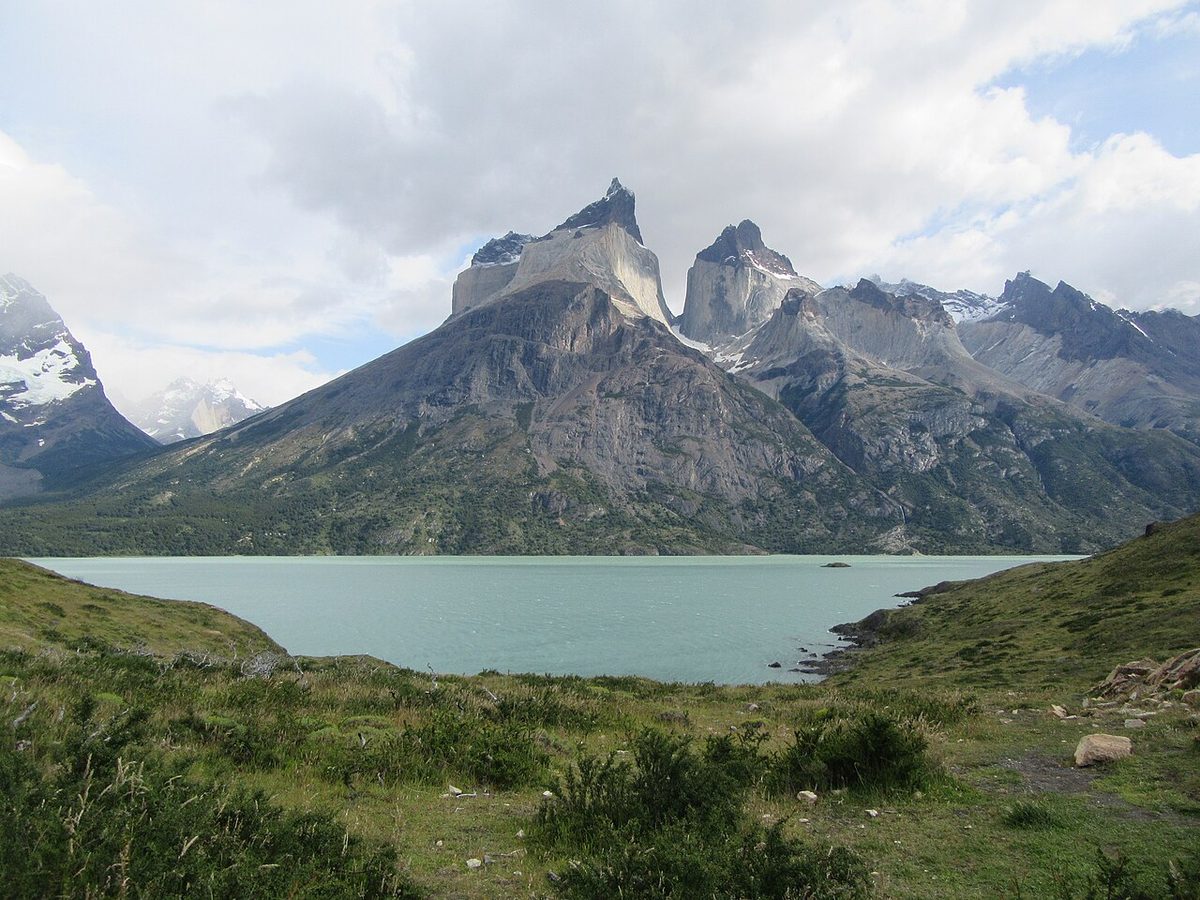 Lake and mountain view near the towers in Torres del Paine