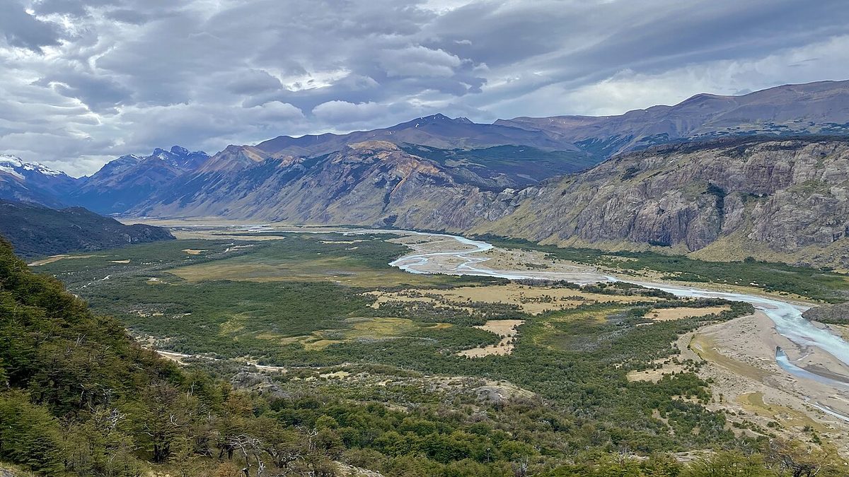 The Rio Blanco valley above El Chalten, near Campamento Poincenot, one of three Los Glaciares trekking camps that stopped being free in December 2024