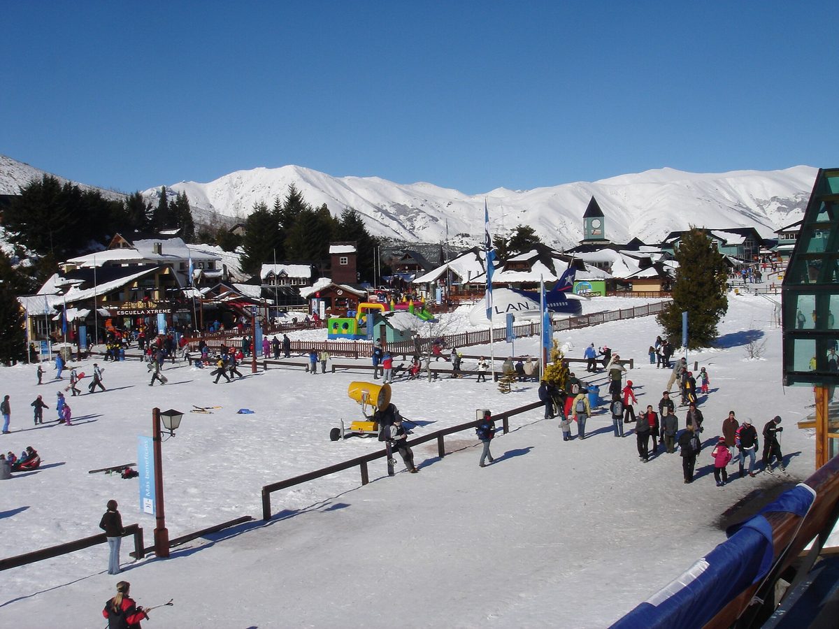 Base village of Cerro Catedral ski area above Bariloche in winter